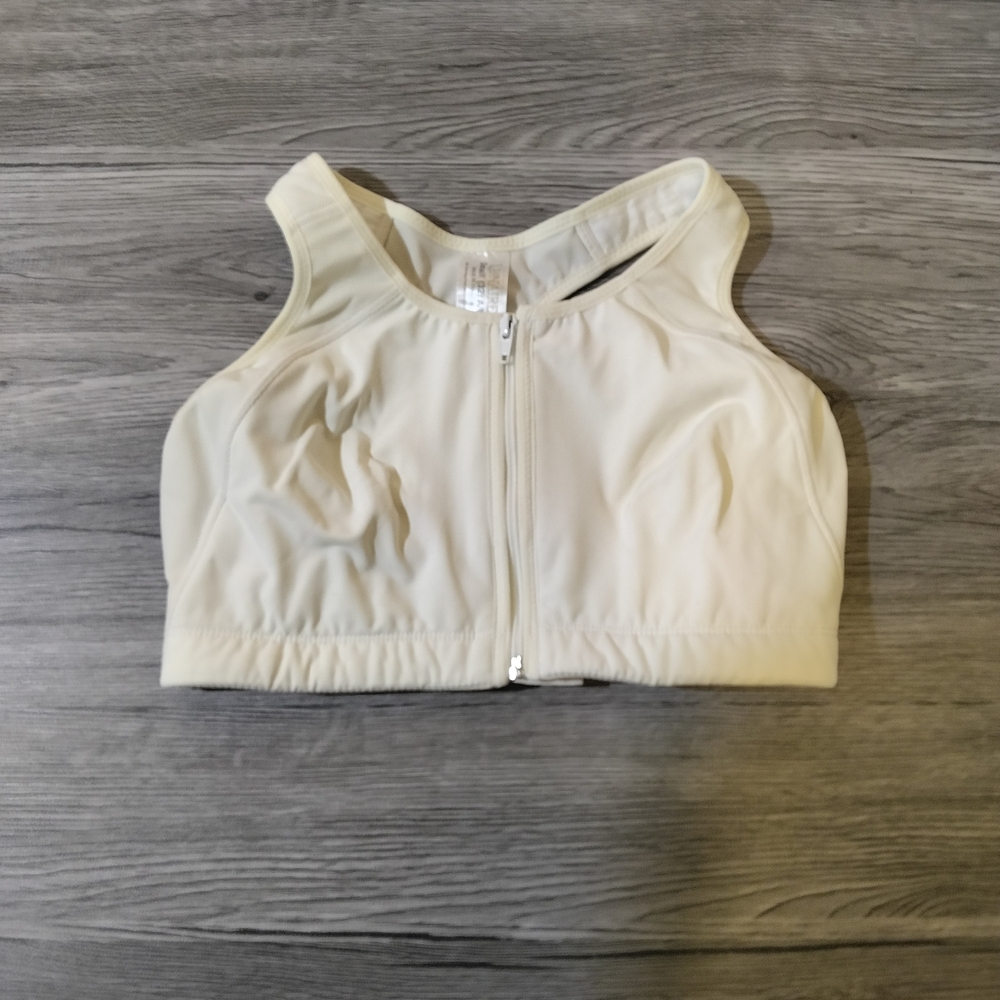 LUNAIRE 23311 Coolmax Racerback Hi-Impact Front Zip Small A/B White Sports Bra